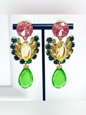 J. Crew Faceted Crystal and Cubic Zirconia Chandelier Statement Earrings